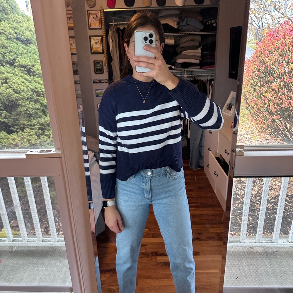 Navy and White Striped Sweater